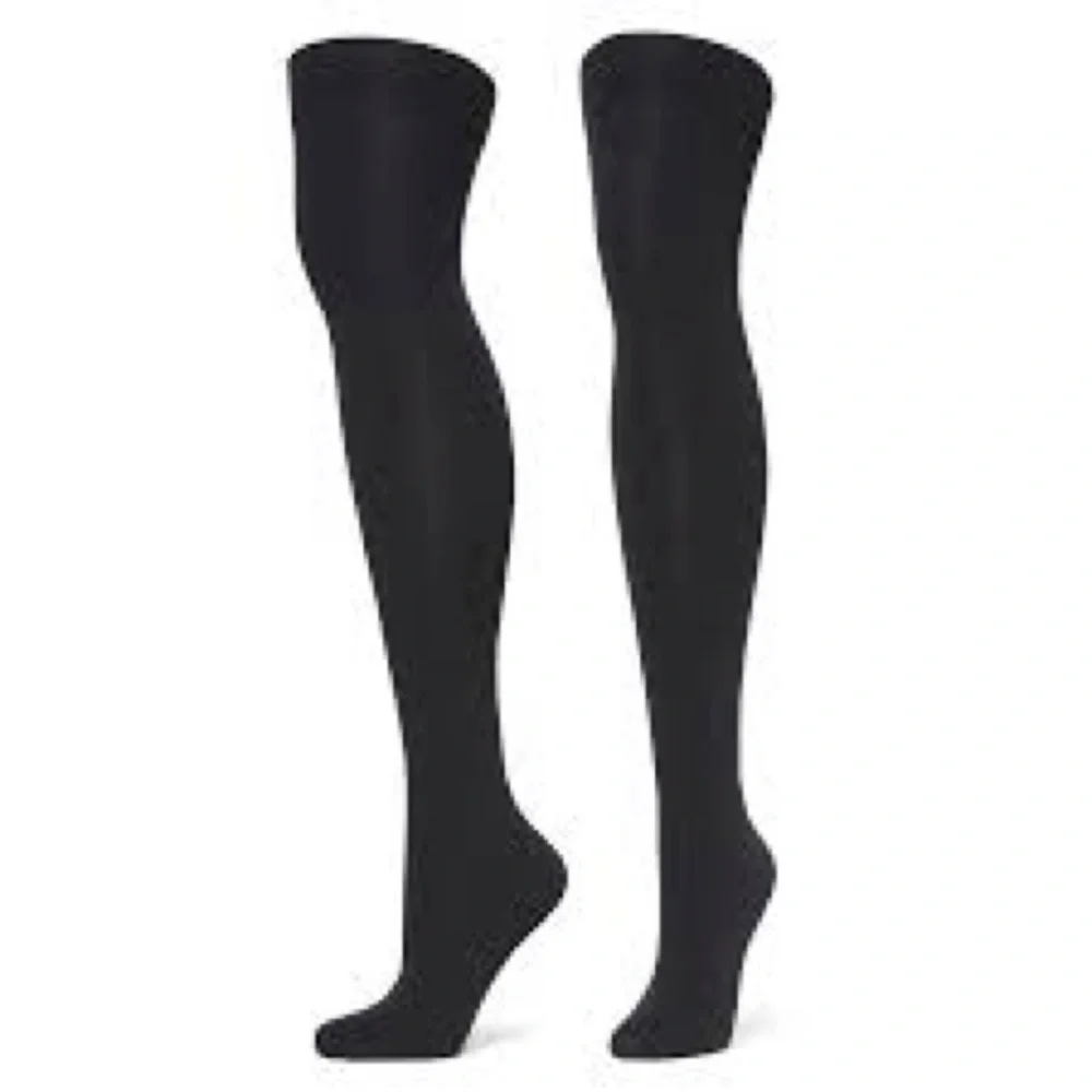 HUE WIDE BAND OVER THE KNEE SOCKS U24302 BLACK OS NWT